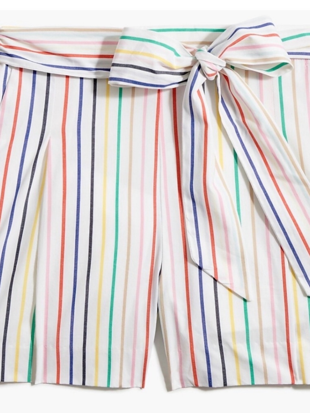 J. Crew White Striped Tie-Waist Skort with Multi-Color Stripes